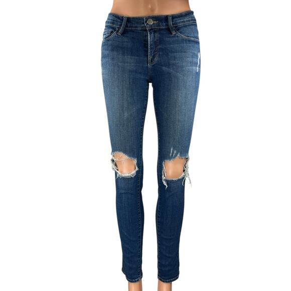 Frame Le Skinny De Jeanne Women's Blue Distressed Low Rise Denim Jeans Size 26 - Picture 1 of 6